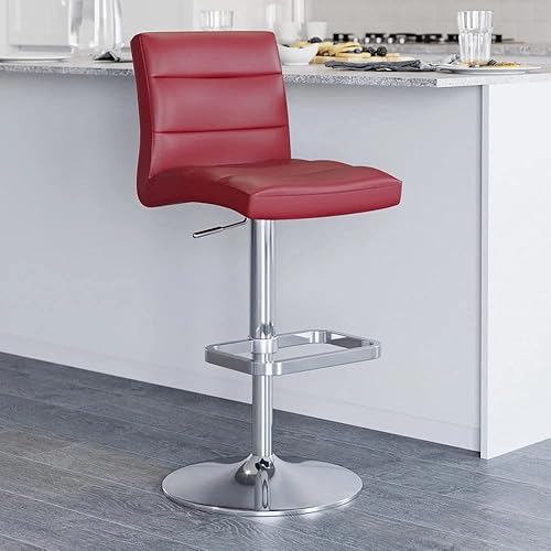 Miniatura 74 de Zuri Furniture Lush - Taburete giratorio sin brazos de altura ajustable magenta con base de acero cepillado Magenta,Rojo -,Blanco,Marrón,Verde