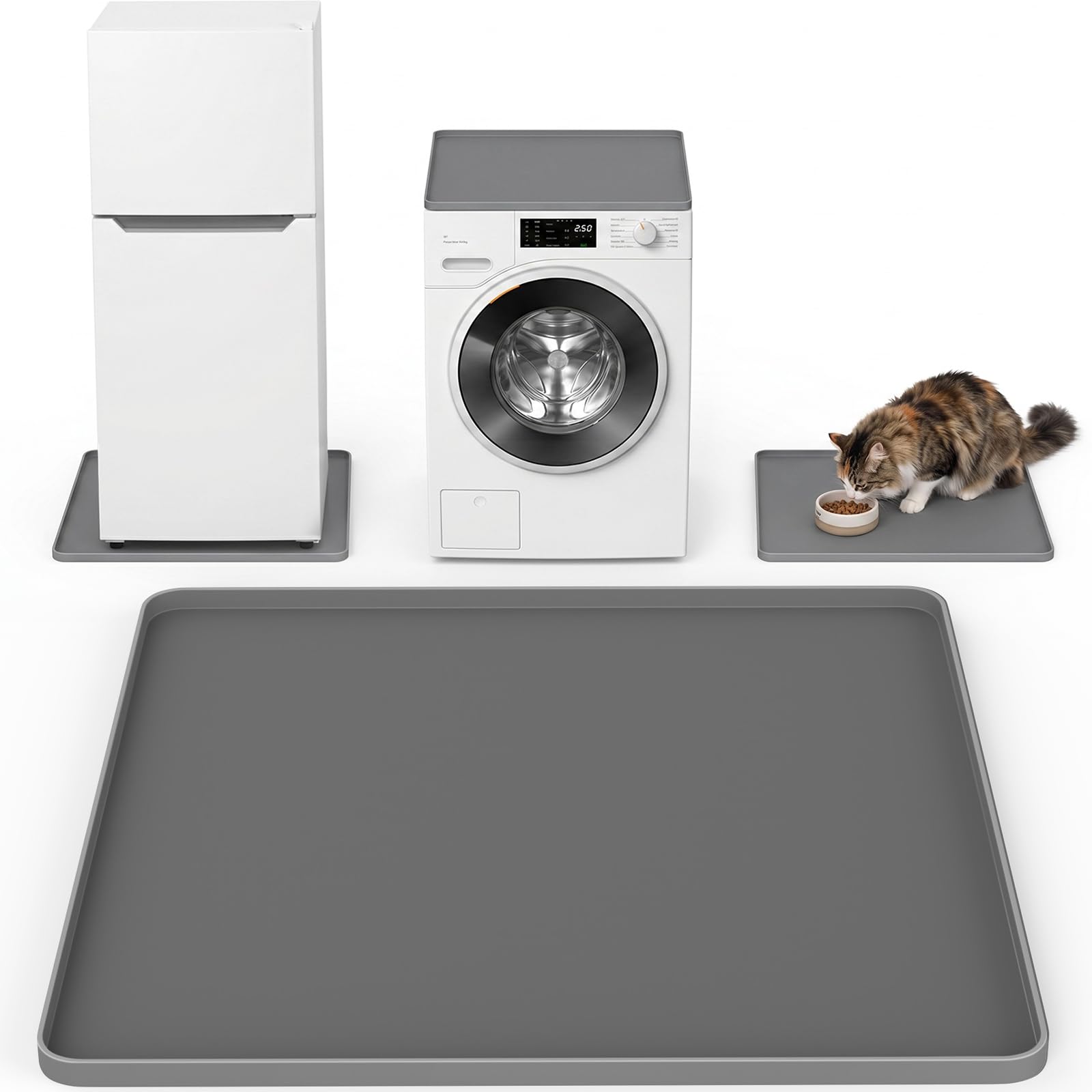 NAMTSO Mini Fridge Silicone Mat, 24"x24" Floor Protector Drip Tray, Grey