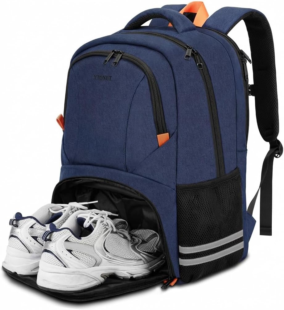 Ytonet Gym Backpack for Men Women, Travel Backpack, Lightweight Water Resistant Workout Gym Bag Fit 17.3 Inch Laptop, Sports, Camping, Hiking, Dark Blue