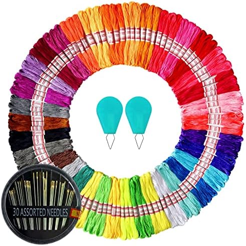 LE PAON 105 Skeins Embroidery Floss - Cross Stitch Threads - Friendship Bracelets Floss - Crafts Floss with 30 Embroidery Needles2 Needle Threaders