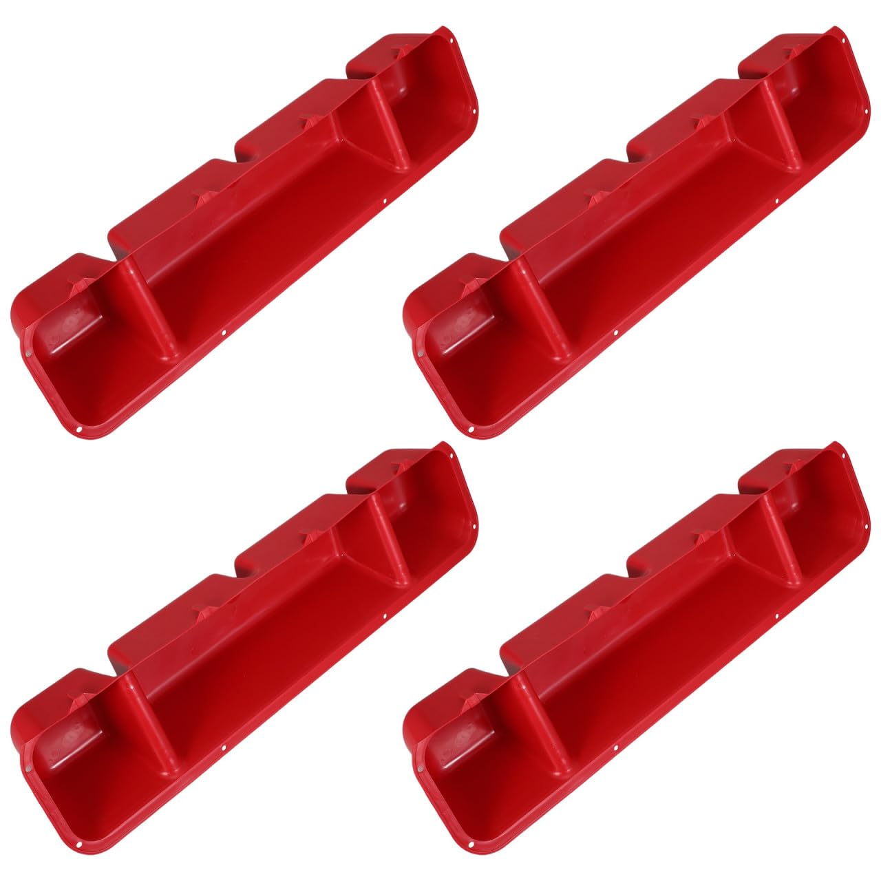 Zerodeko 4 Pezzi Mangiatoia Sospesa per Anatre e Capre in Plastica Rossa con Pulizia Veloce e Scomparti Divisibili per Uso in Pollai e Voliere