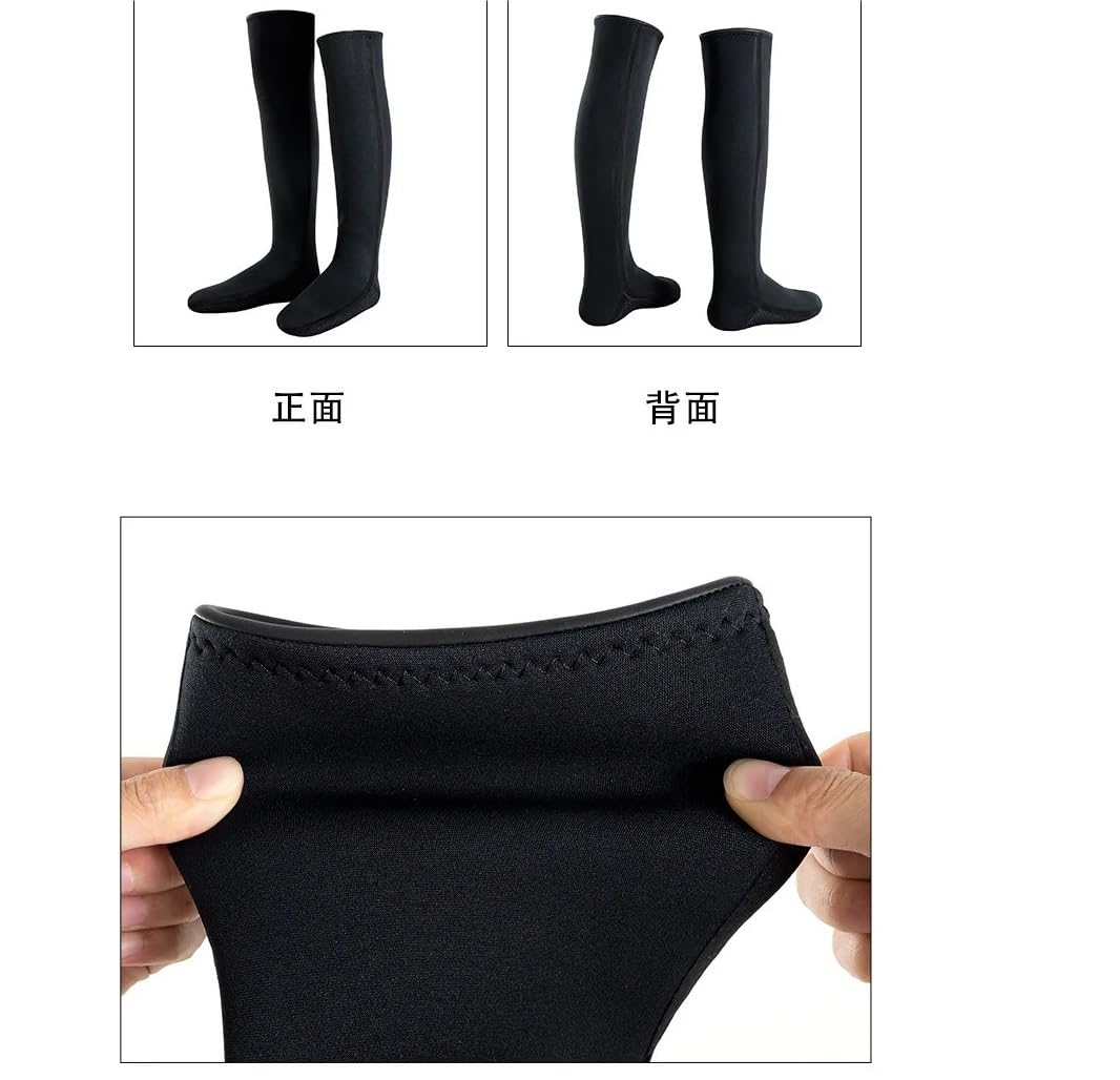Calzini da immersione da 3,0 mm, in neoprene, da spiaggia, antiscivolo, for nuotare, da donna, ad alta elasticità, lunghi, da immersione(L)