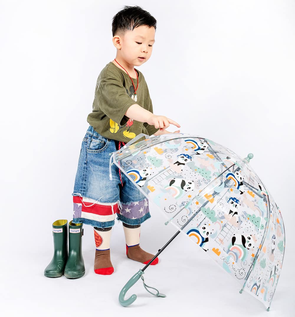 Chesoon Enfants Parapluie Dôme clair pour garçons filles avec poignée avec crochet ouvert automatiquement parapluie coupe-vent