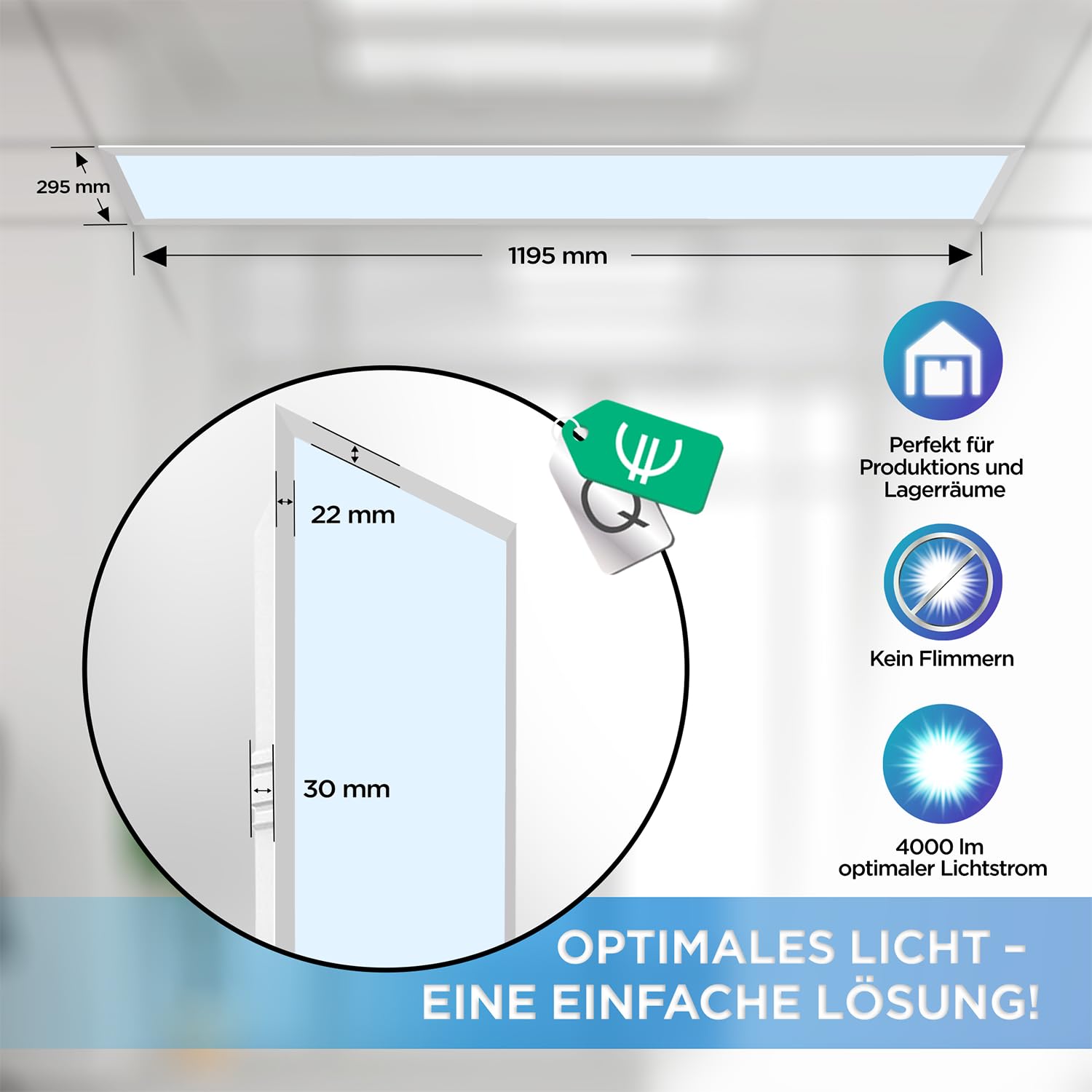 LECOM 6x LED Panel 120x30 cm Kaltweiß 6500K mit Aufbaurahmen - 4000lm Deckenleuchte Deckenpanel Aufbau mit Rahmen Aufputz Flächenleuchte