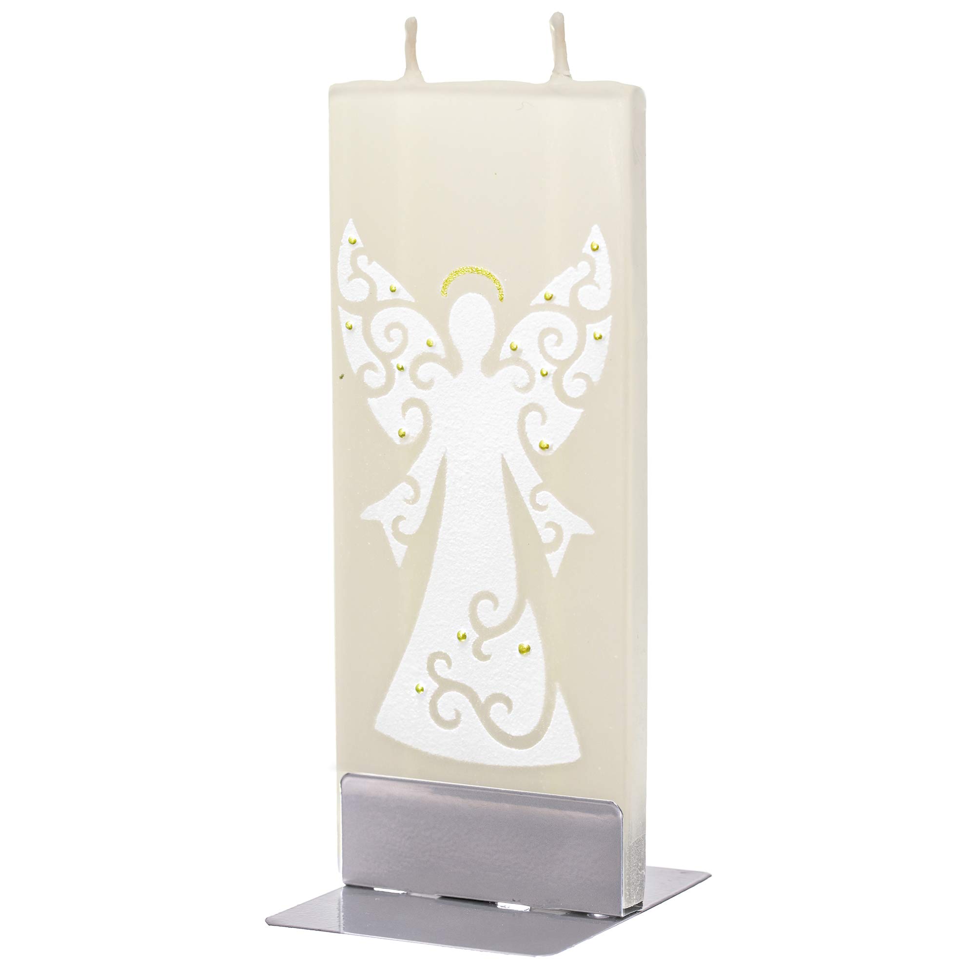 White Angel Candle - Flat, Decorative Candles - Hand Painted Christmas Candle Gifts for Women or Men - 6 inches