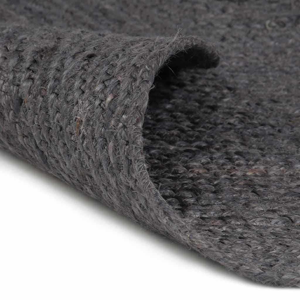 Tapis rond en jute fait à la main Gris foncé 180 cm