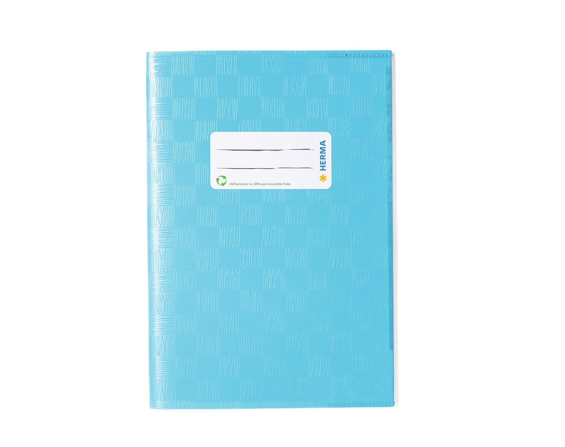 HERMA 7433 Notebook Covers A5 Raffia Light Blue, Pack of 25, Book Covers with Label & Raffia Structure Made of Durable & Wipe-Clean Polypropylene Film, Notebook Cover Set for School Notebooks,