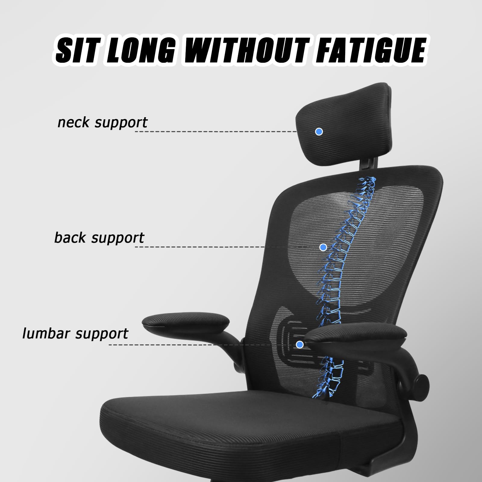 OHMG Sedia da ufficio,Sedia da gaming ergonomica con supporto lombare,Braccioli,Poggiatesta regolabili,Sedia per computer girevole ad alto schienale confortevole per ufficio a casa (B-nero)