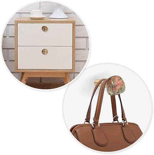 Miniatura 10 de Rockcloud Perillas de gabinete de piedra turquesa de howlita blanca, manijas de puerta para armario, armario, ganchos de cristal hechos a mano para