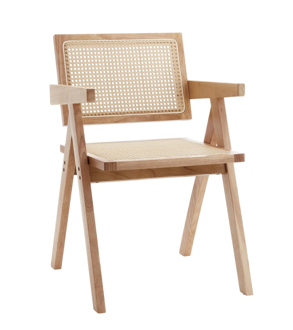 Home Heavenly® Pack de 2 Sillas de Comedor Mamba, en Madera y Ratán Natural.Elegancia y Sostenibilidad para Tu Hogar - Boho Chic
