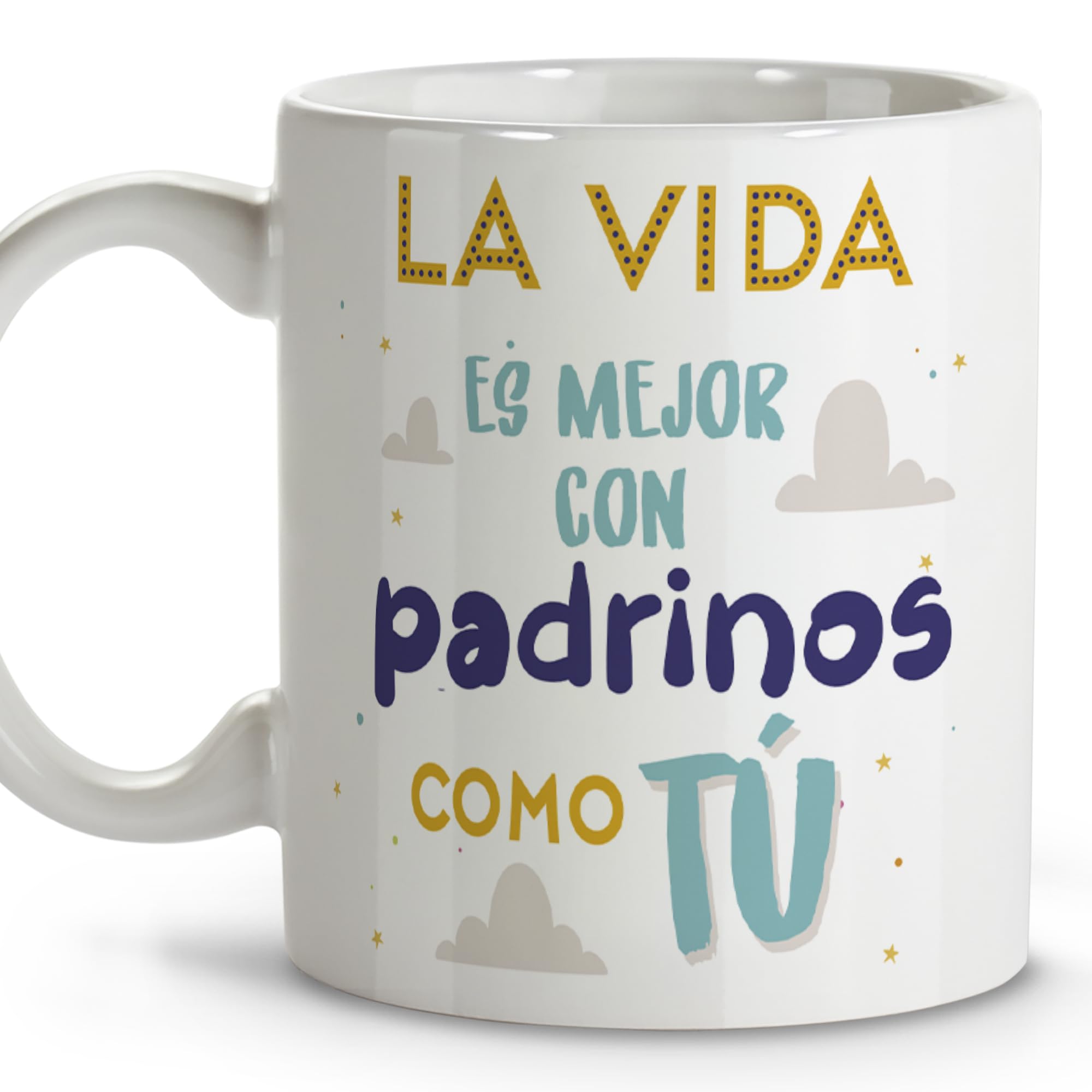LolaPix Detalles bautizo. Tazas de cafe. Regalo padrino. Regalos para padrinos. Taza cerámica 330 ml.