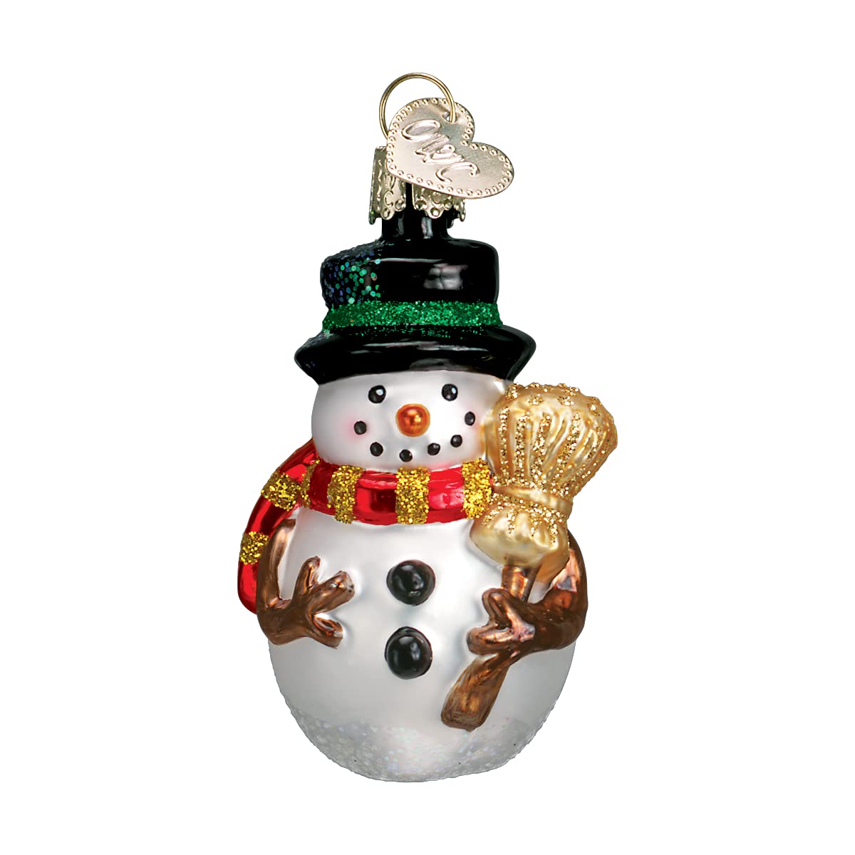 Old World Christmas Ornaments Red Scarf Miniature Mr. Snowy Glass Blown Ornaments for Christmas Tree