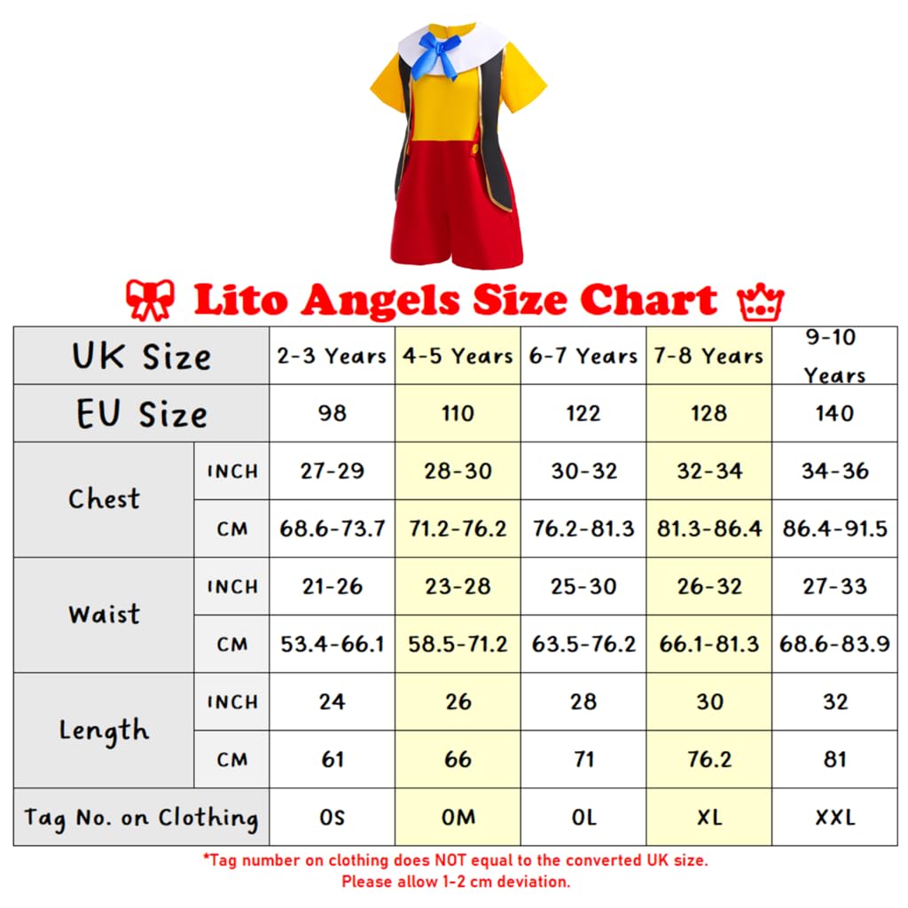 Lito Angels Vestito Costume Carnevale da Ragazzo inglese con Cappello e Naso per Bambino Taglia 2-8 anni (X, M, L, XL)