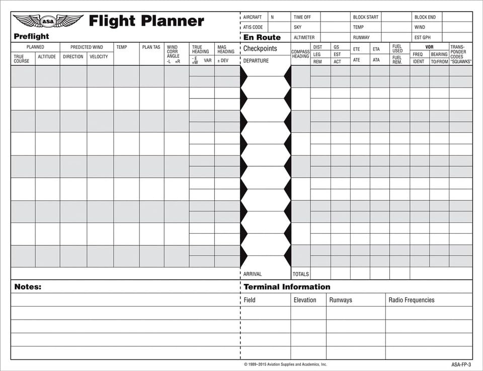 Bloc de Planificación de Vuelo ASA