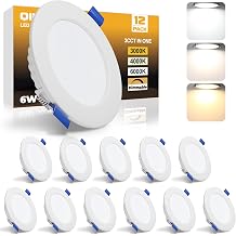 Qingmiao LED Recessed Ceiling Lights, 6W Ultra Slim LED Downlights, Warm White 3000K Neutral White 4000K Cool White 6000K, IP44 Dimmable Spotlights for Bathroom Kitchen Living Room,White 12 Pack [Energy Class E]