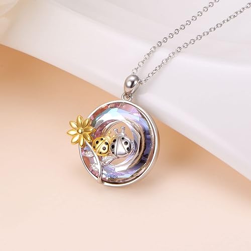 Miniatura 4 de Collares de animales para mujeres y niñas de plata de ley 925 con colgante de rana, mariquita, cobaya, camello, jirafa, gato, seta, paloma, joyería