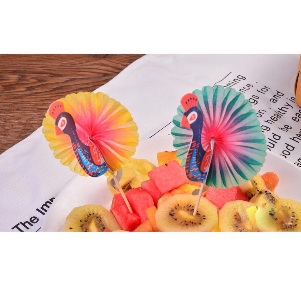 jojomis Piques à cocktail en papier - Décorations fantaisie - Paon, comme décrit