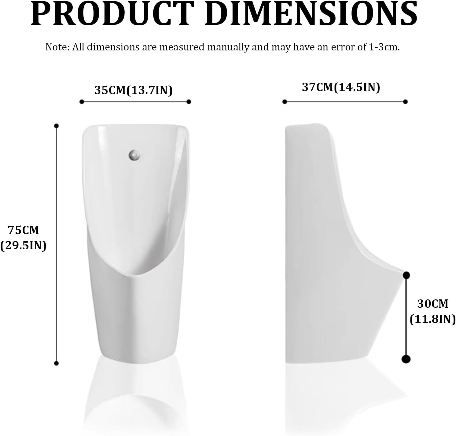 Modern Wall-Mounted Splash-Proof Male Urinal,Commercial Washout Urinal,Induction Adult Urinals, Space Saving Ceramic Urinals,for Bathrooms Hotels Shopping