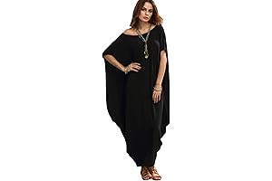 Women's Boat Neck Dolman Sleeve Linen Caftan: Stylish, Effortless Comfort