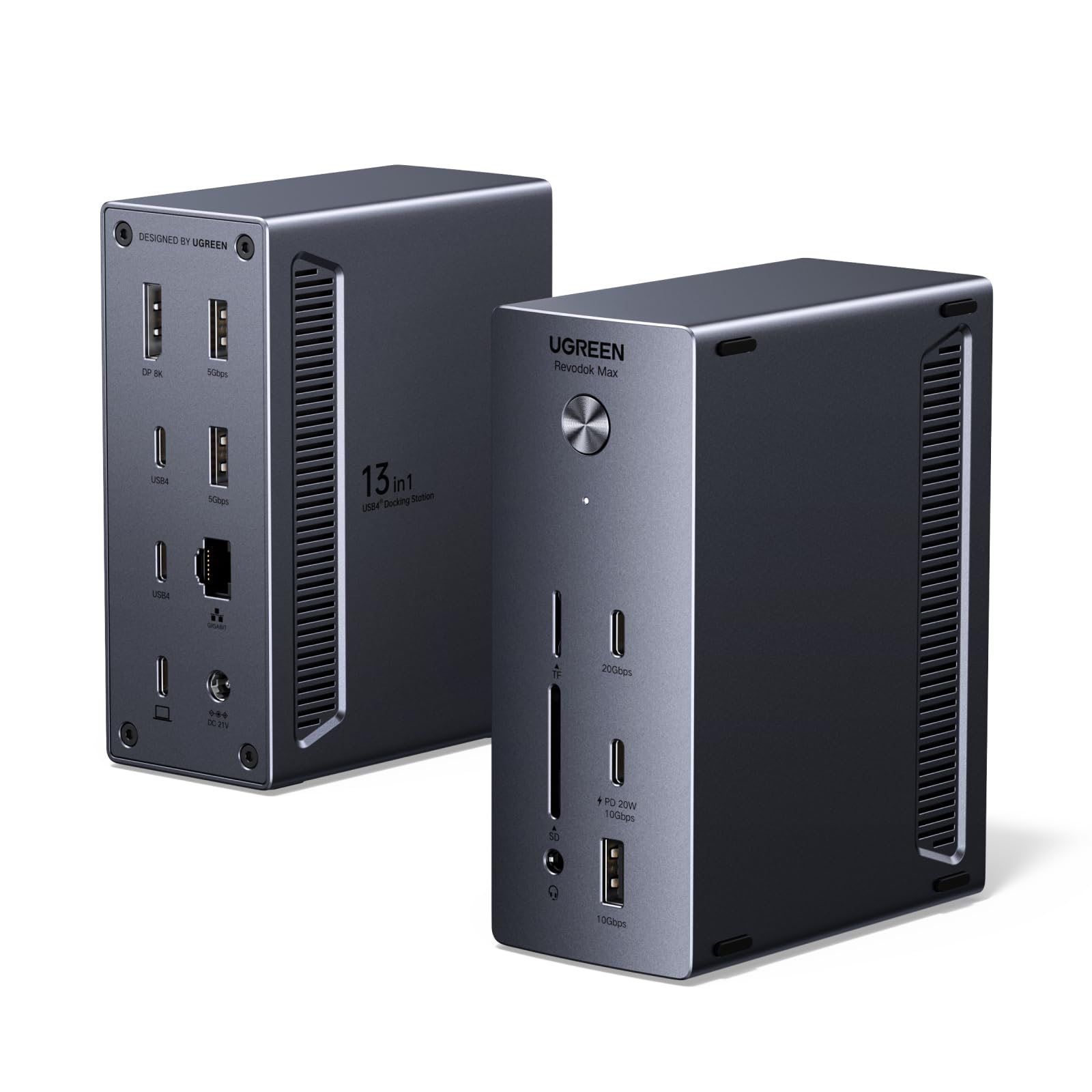 UGREEN USB4 40Gbps Docking Station, 2 Displays am MacBook ohne Treiber | bis zu 6K@60Hz oder 4K@240Hz, 180W Netzteil inklusive, Mac ab macOS 11 & Windows-Laptop mit USB4 oder Thunderbolt