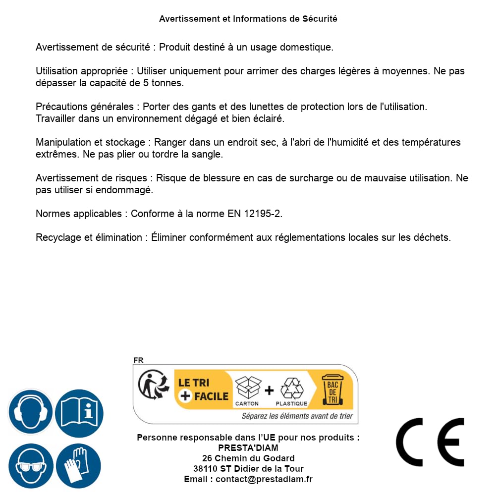Zurrgurt mit Ratsche, 50 x 12 m – 5T – mit Haken am Ufer – robust und praktisch D-Work
