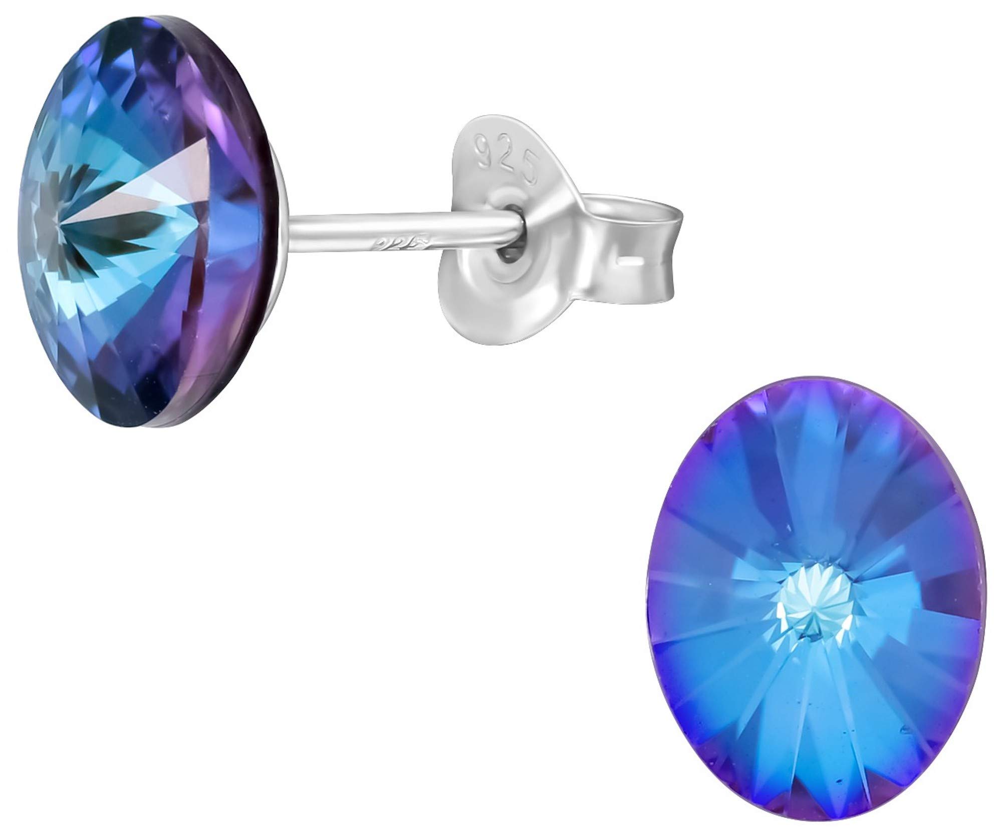 Aww So CuteBaby Girl's 92.5 Sterling Silver Oval Stud Earrings Pure Silver (Er1880) Free Purple