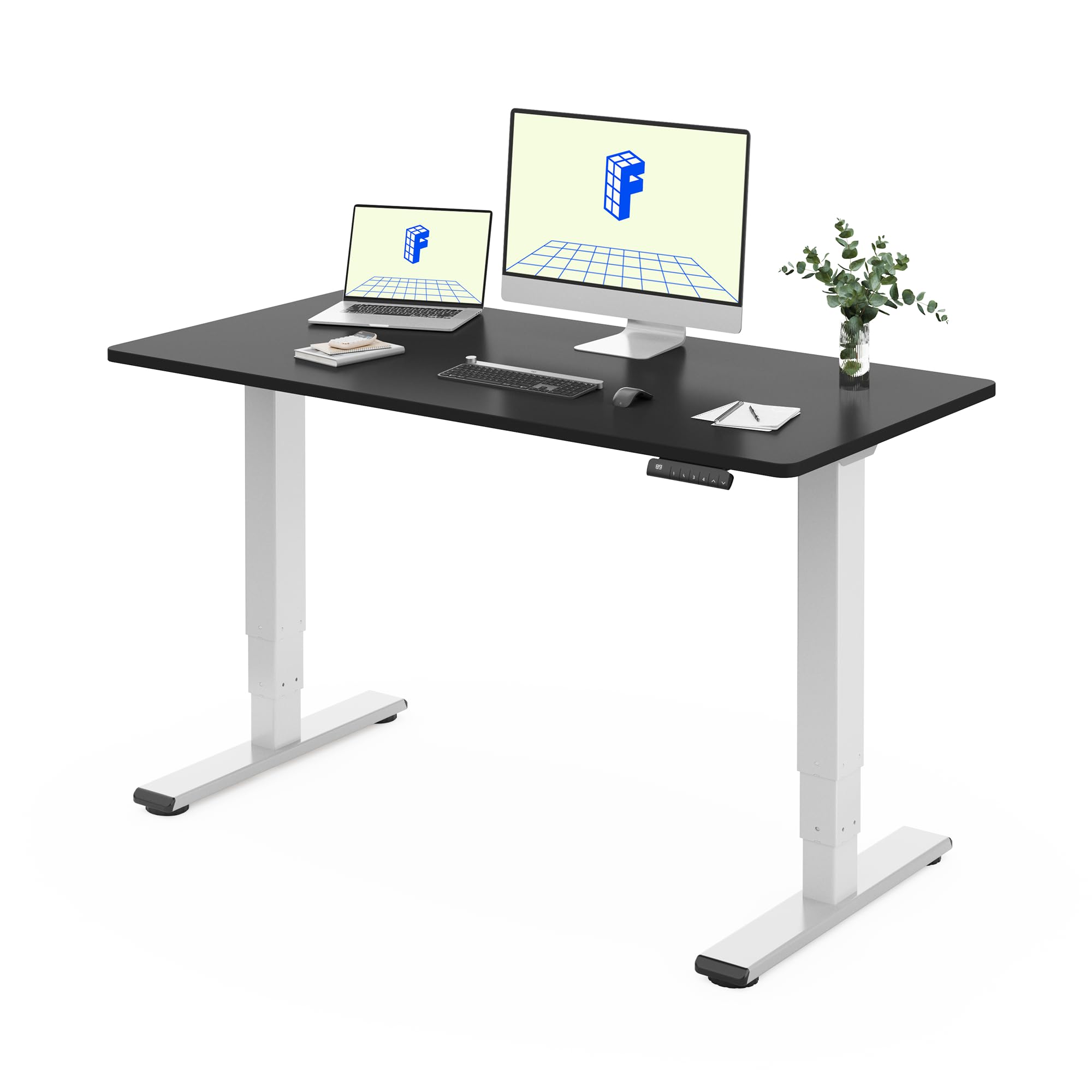 FLEXISPOT Höhenverstellbarer Schreibtisch elektrisch 120×80 cm mit Dualmotor & 3-stufigem Gestell – Ergonomischer Standing Desk für kleine Räume & Home Office, 100 kg Tragkraft, leise <50 dB