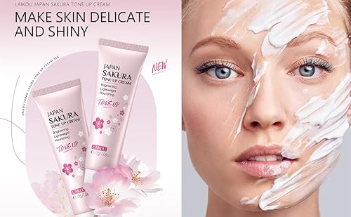 Miescher Whitening Brightening Tone Up Cream,Sakura Essence Glow Tone Up Cream Face Moisturizer Cream 1.06 Fl Oz Hydrating & Smooth Dry Skin Lightweight Nourishing Facial Skin Instant Tone-Up Lazy Face Cream thumb #8