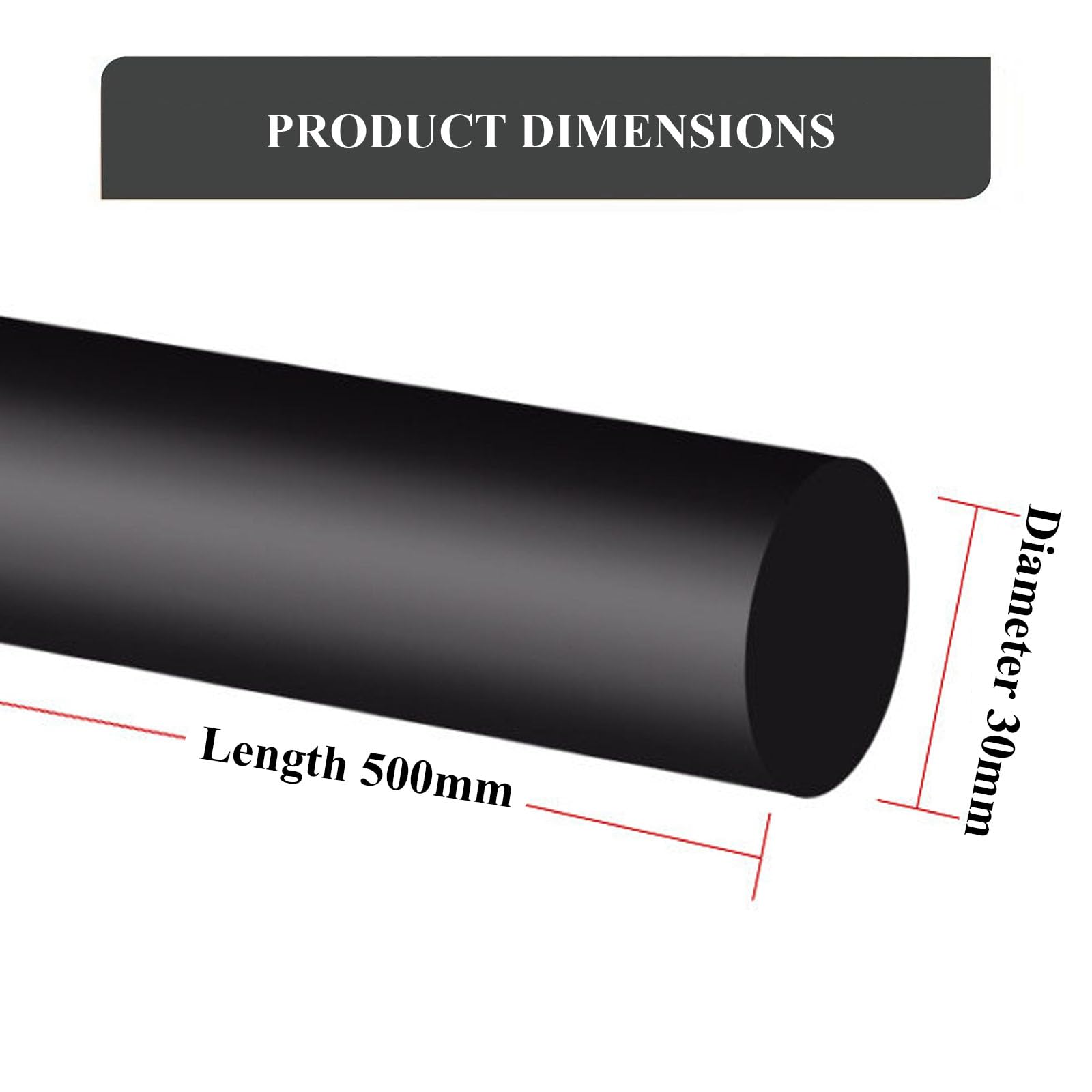 4 Piezas De Varillas De Nylon Negro, Barra Redonda Sólida Longitud 500 Mm, Diámetro 15-30 Mm Adecuadas para Manualidades De Bricolaje Y Modelismo,Diameter 30mm