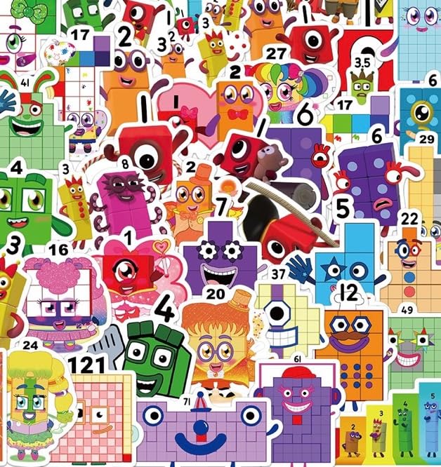 52 PCS Cute Stickers Building Blocks Brick Toys Stickers Vinyl Waterproof for Laptop Guitar Motorcycle Bike Luggage Phone for Kids Teen Birthday Party