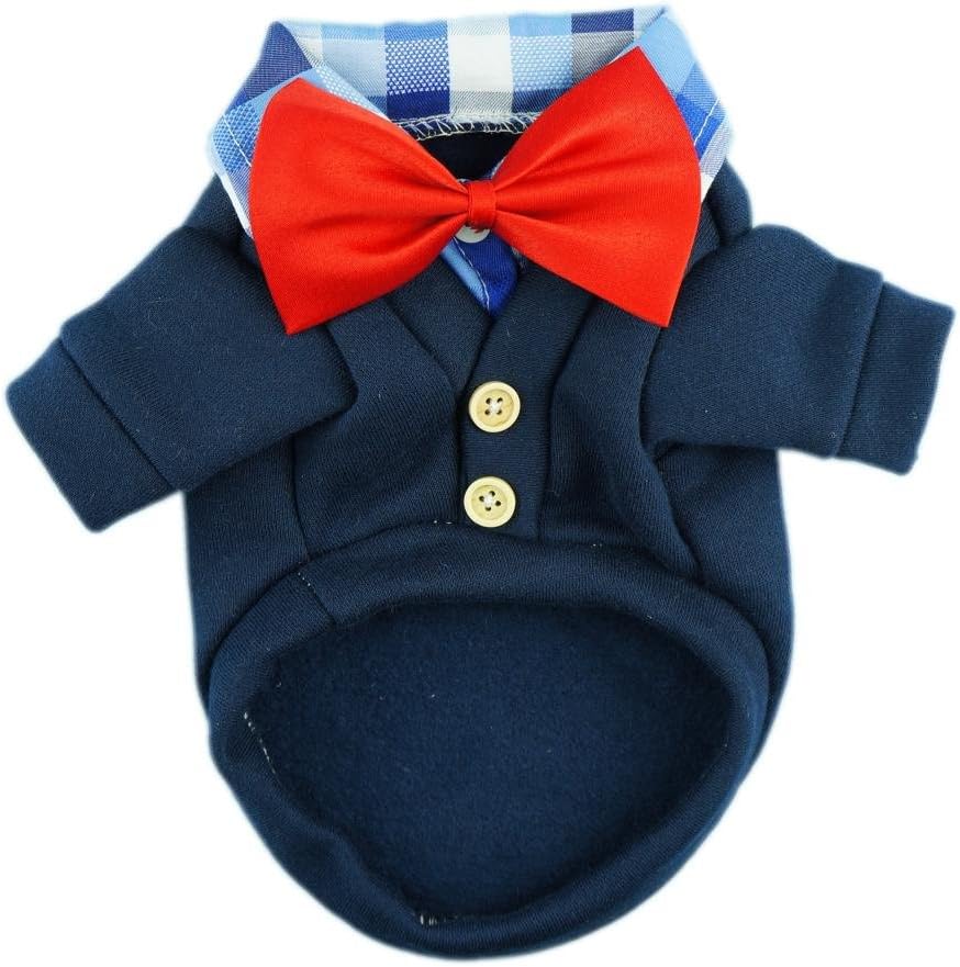Fitwarm Handsome Western Dog Coats Pet Polo Clothes Soft Fleece Winter Jackets + Wedding Bow, Large