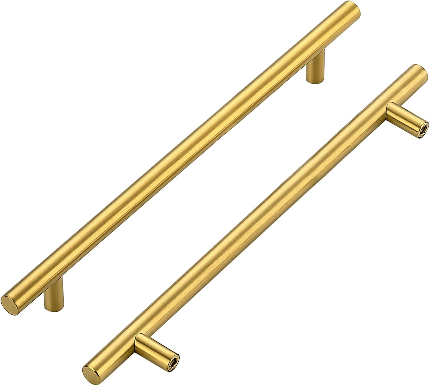 Cabinet Handles Brushed Brass Drawer Pulls 11-3/5 Inch Stainless Steel Kitchen Drawer Pulls 8-4/5 inch Center-to-Center 30 Pack