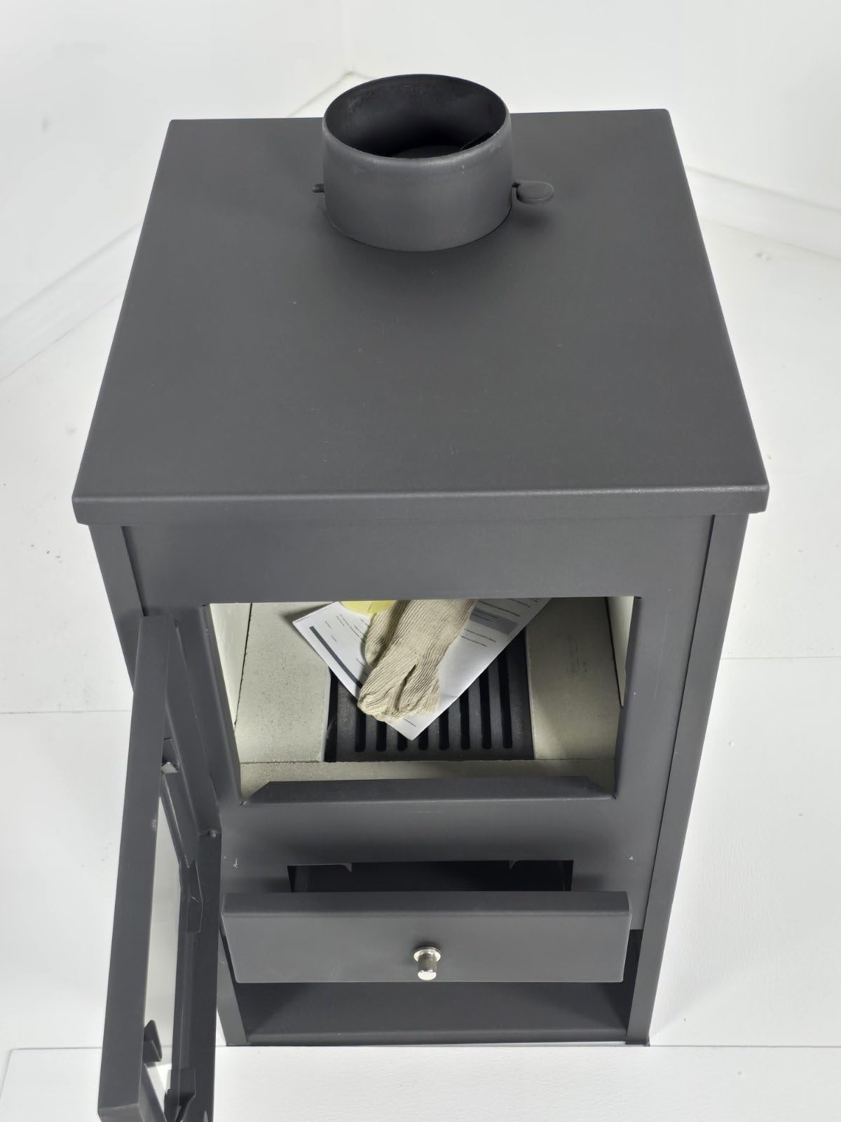 Stufa a legna a combustibile solido camino legna bruciatore in acciaio coperchio e falda 8,4 kw
