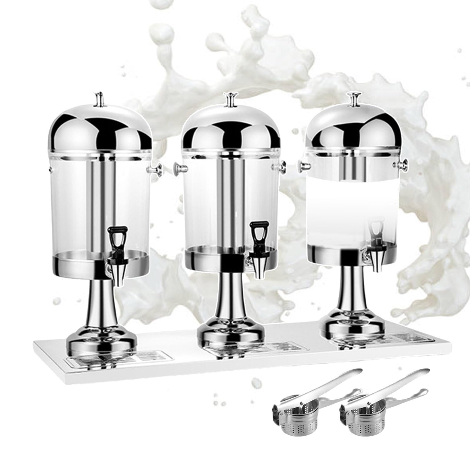 asdchZen Commercial Beverage Dispenser With Tap, Juice Dispensers Chillers & Water Fountains, Cold & Warm Beverage Dispenser, Stainless Steel For Easy Cleaning - Capacity: 24L,Silver