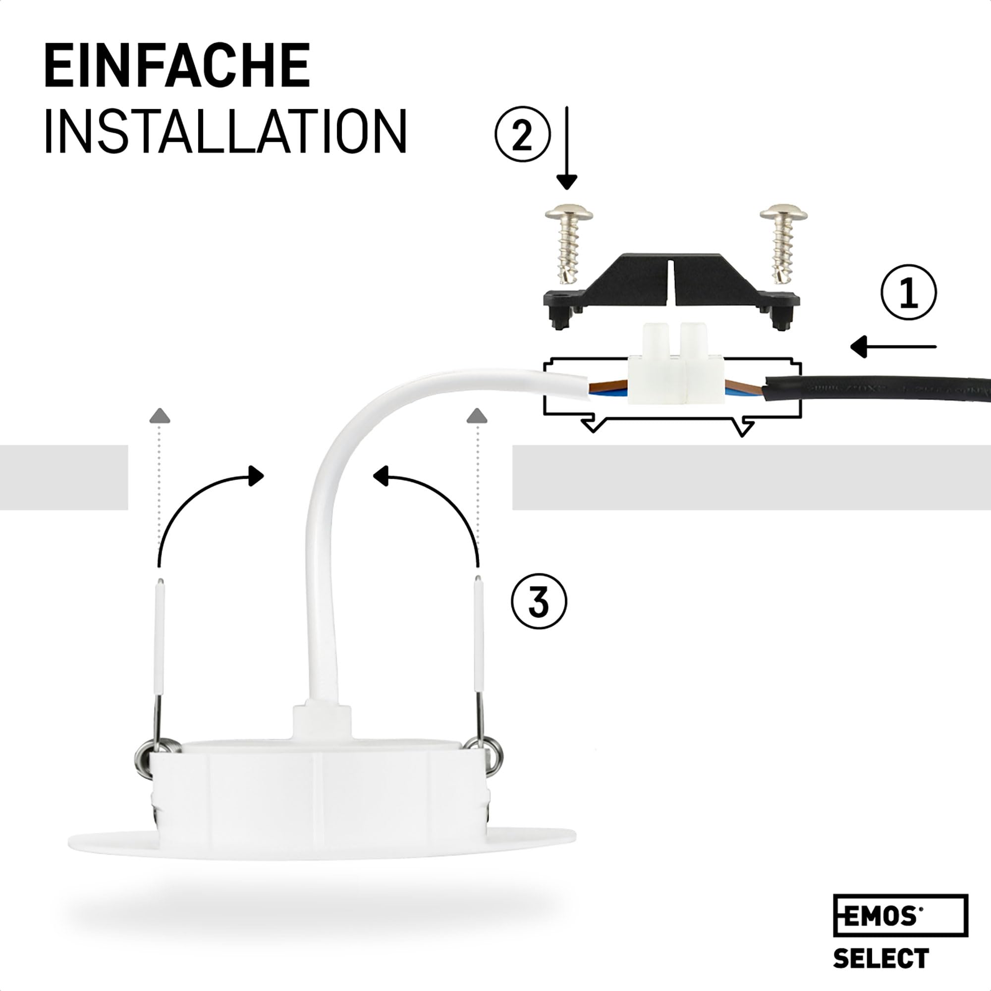 EMOS LED Einbaustrahler 230V, 5W / 450lm, 50° schwenkbar, kaltweiß 6500k (Tageslichtweiß) | Einbaustrahler Spot flach 68mm Lochmaß | Set mit 12 Stück LED Spots 230V, rund (Farbe weiß)
