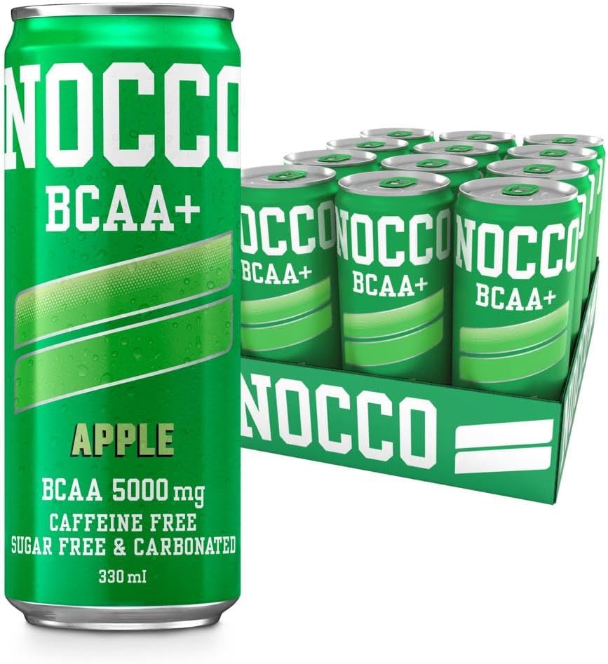 Sugar Free Energy Drink – BCAA, Enriched with Amino Acids & Vitamins, Ideal for Pre Workout – 12 x 330ml (Apple)