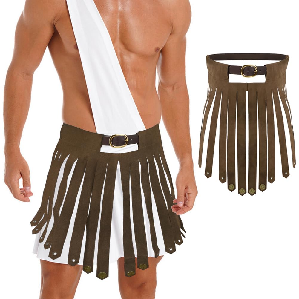 Medieval Knight Armor Skirt with Waist Belt Viking Leather Tassels Armour Skirt Adjustable Belt Vintage Roman Gladiator Warrior Soldier Pirate Adults Halloween Cosplay Party Fancy Dress Costume