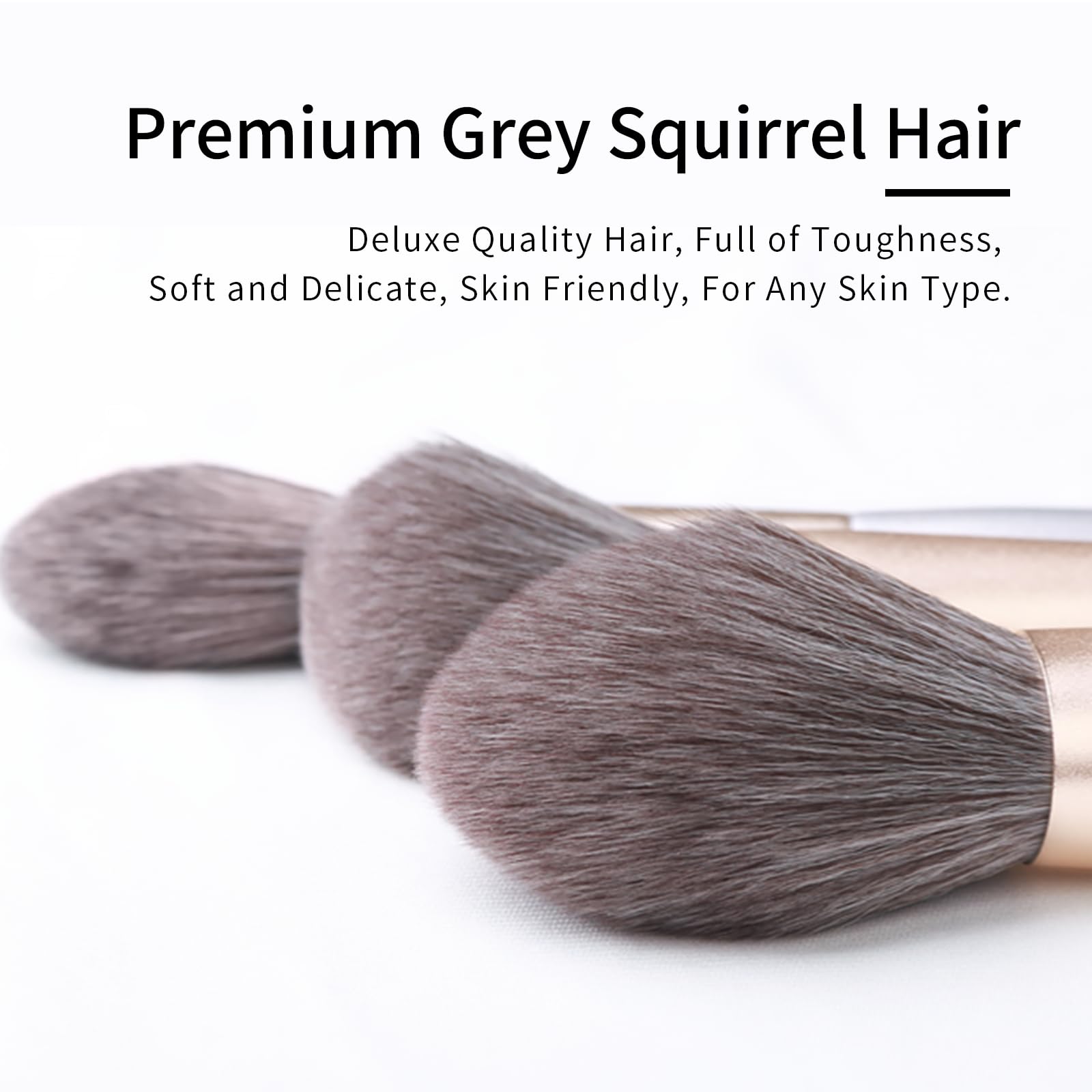ENZO KEN Natural Hair Makeup Brushes Set Professional, Grey Squirrel Hair Makeup Brush Set including Case - Image 3
