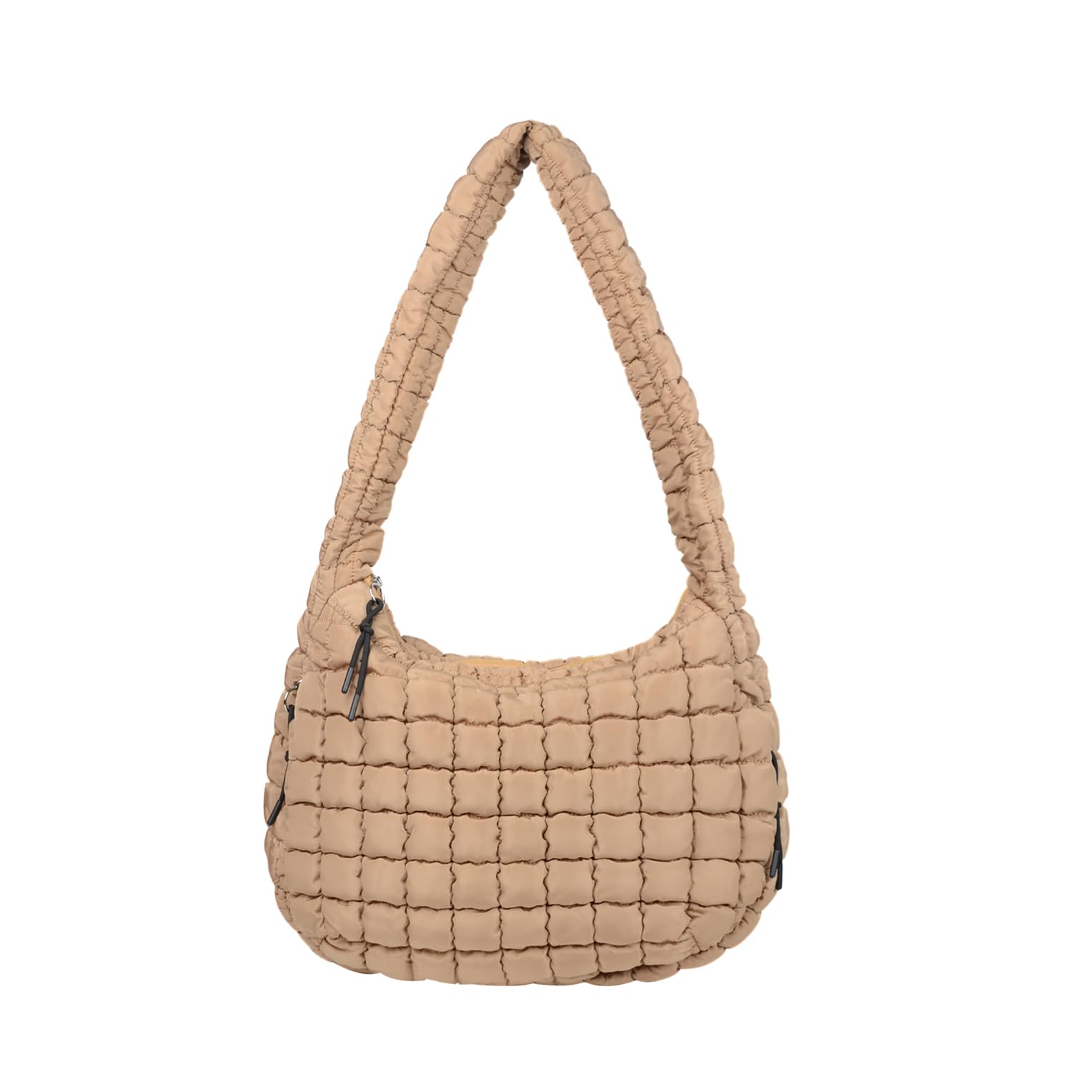 Puffer Tote Bag for Women, Large Puffy Quilted Crossbody Purse with Zipper Lightweight Shoulder Bag Handbag | Large, Puffy, Quilted, with Zipper,