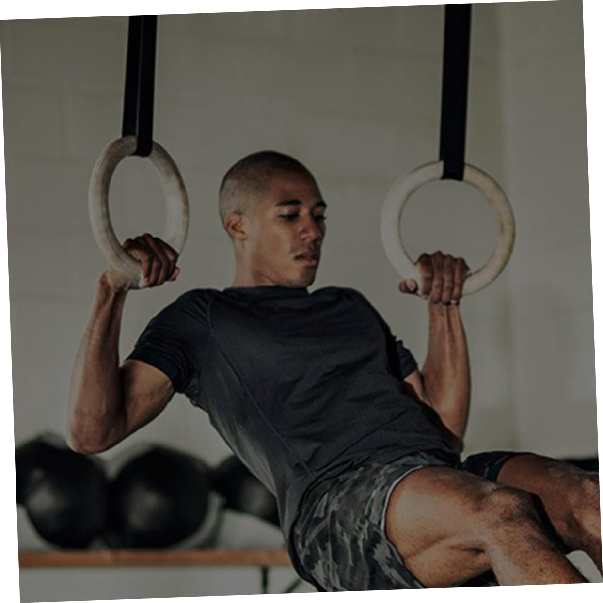 Gogogmee Heavy Duty Wooden Gym Rings Gymnastics Rings for Exercise Equipment Easy Setup