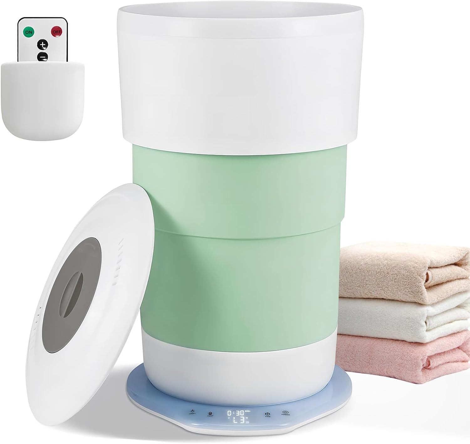 Foldable Towel Warmers for Bathroom, 23L Large Capacity Towel Warmer Bucket, Luxury Towel Heater with Time Setting, Fast Heating, Space-Saving, Fits Three 35”X 70” Oversized Towels, Blanket, Bathrobe