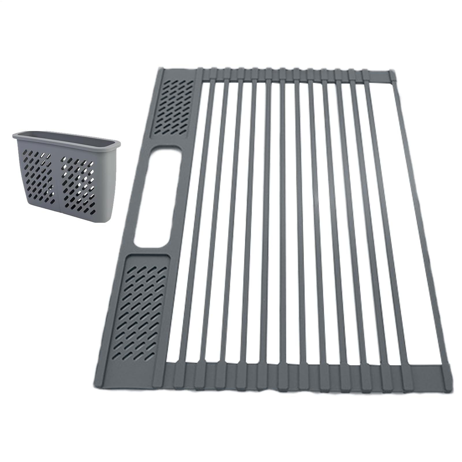 Escurridor de Platos Enrollable Gris, Organizador Plegable sobre el