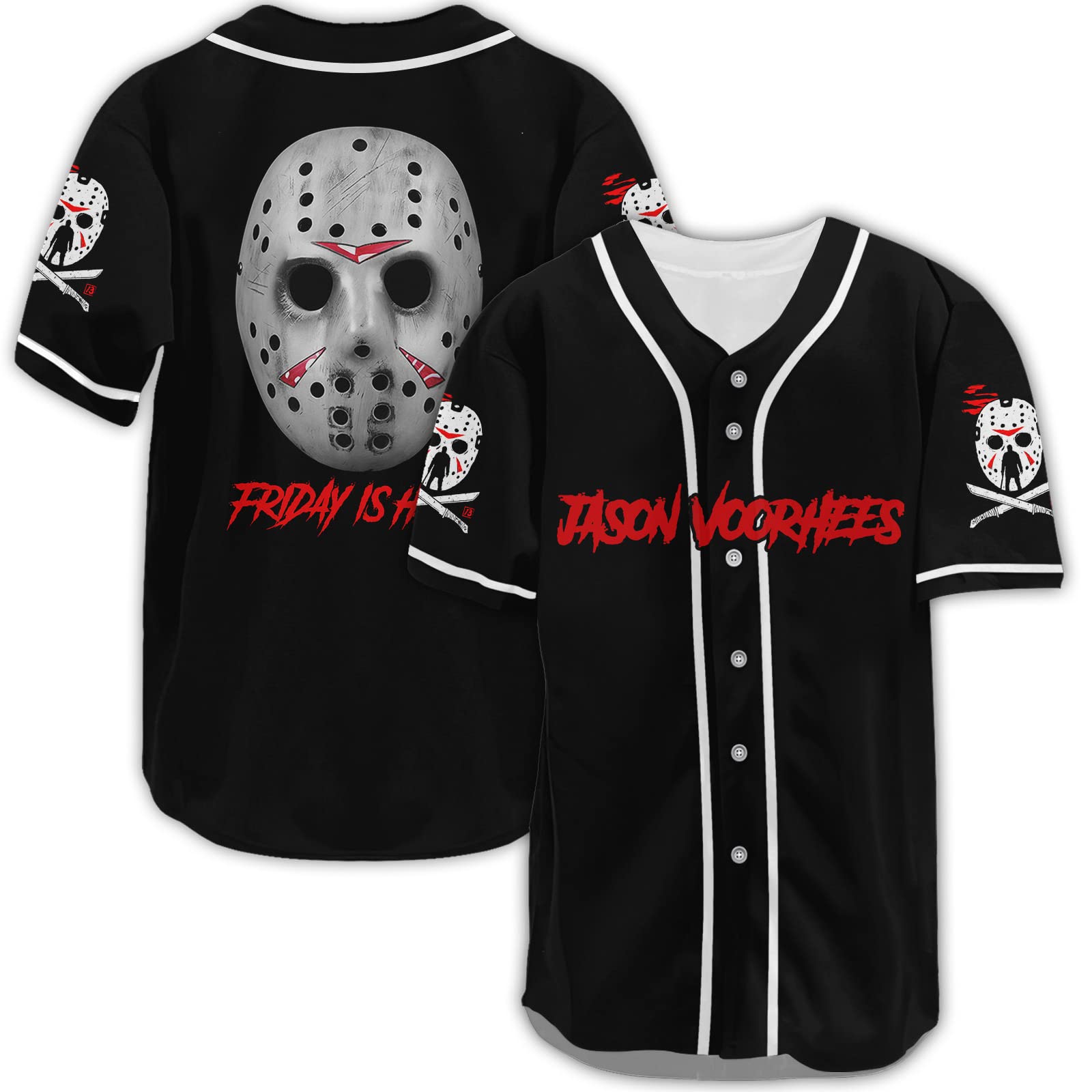 fat mummy Jason Horror Baseball Jerseys Shirt Scary Movie Halloween Shirt Gifts for Movie Lover (L) Black-White…