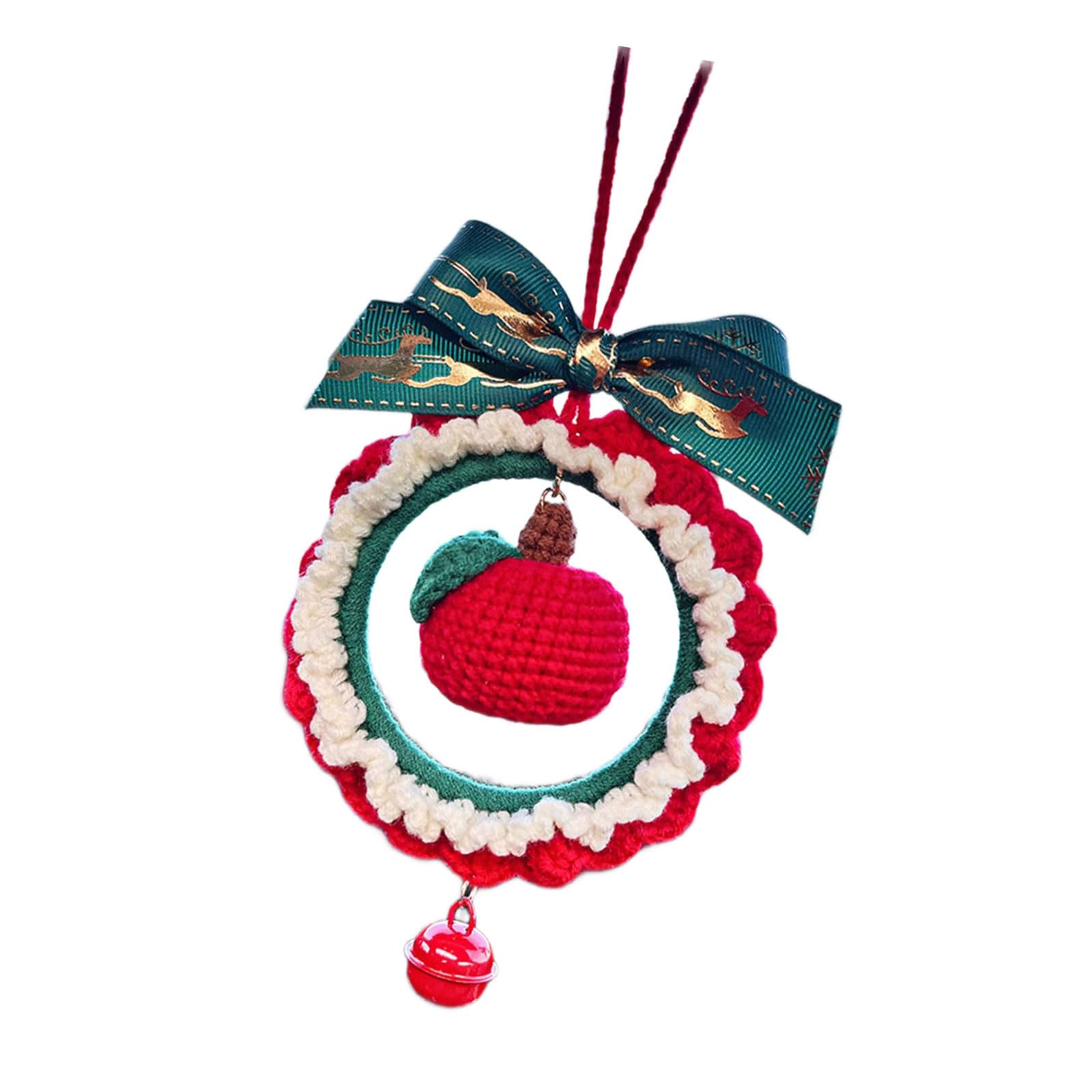Buxuaaaa Hand Knitted Festival Car Ornament Festival Wool Knitted Car Hanging Ornament Christmas Tree Decoration Decors