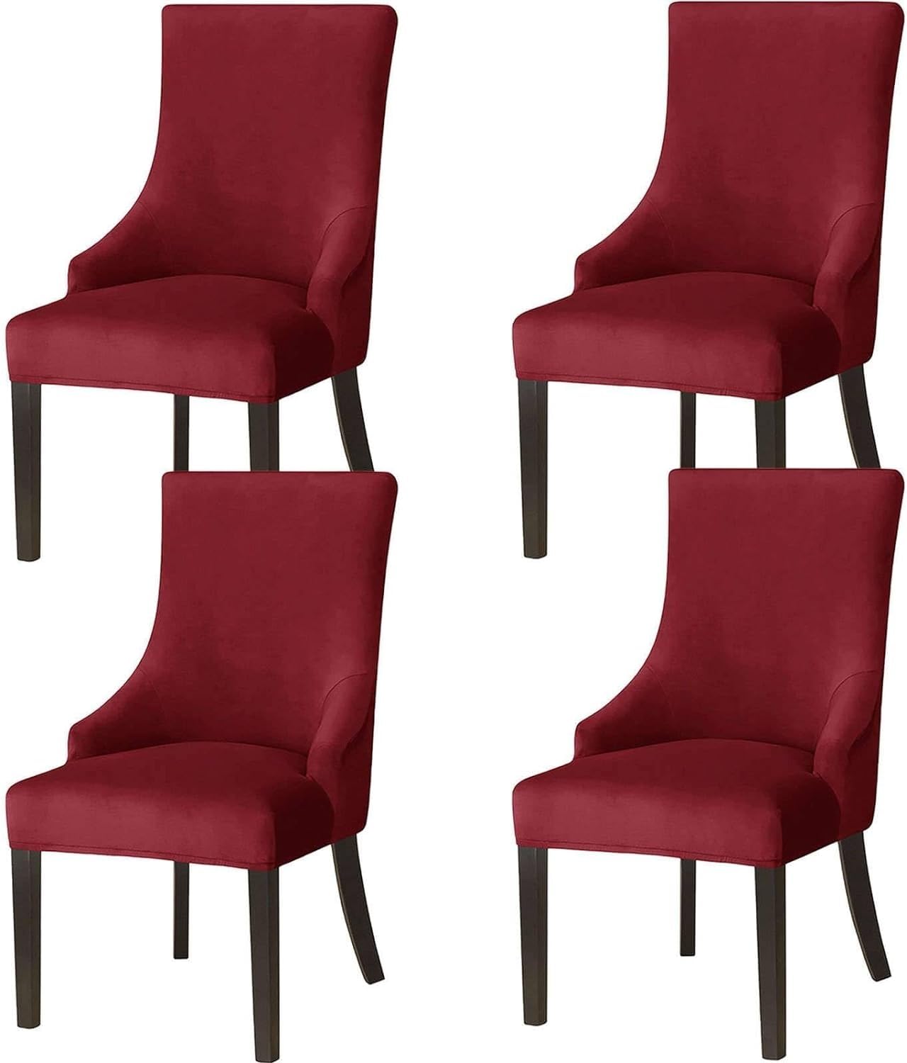 ELYSYSRL Velvet Wingback Side Chair Cover Set of 1/2/4/6 Wingback Dining Chair Covers Slipcovers Stretch Sloping Armchair Cover Chair Cover Protector for Kitchen Banquet (Color : #7, Size : 4pcs)
