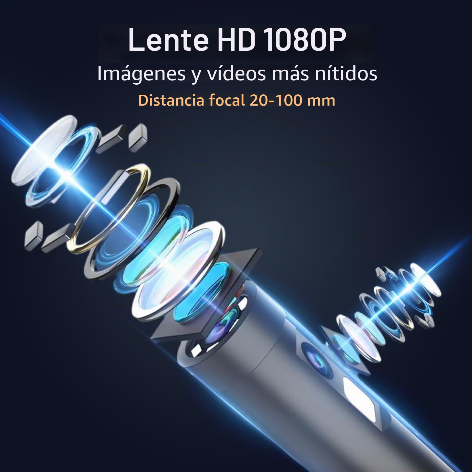 Cámara Endoscópica de Doble Lente, AOPICK 1080P HD 4,3" Pantalla IPS Endoscopio Camara de Inspeccion con 8+1 Luces LED, Camara Inspeccion Tuberias Impermeable IP67, Cable Semi-Rígido de 5M