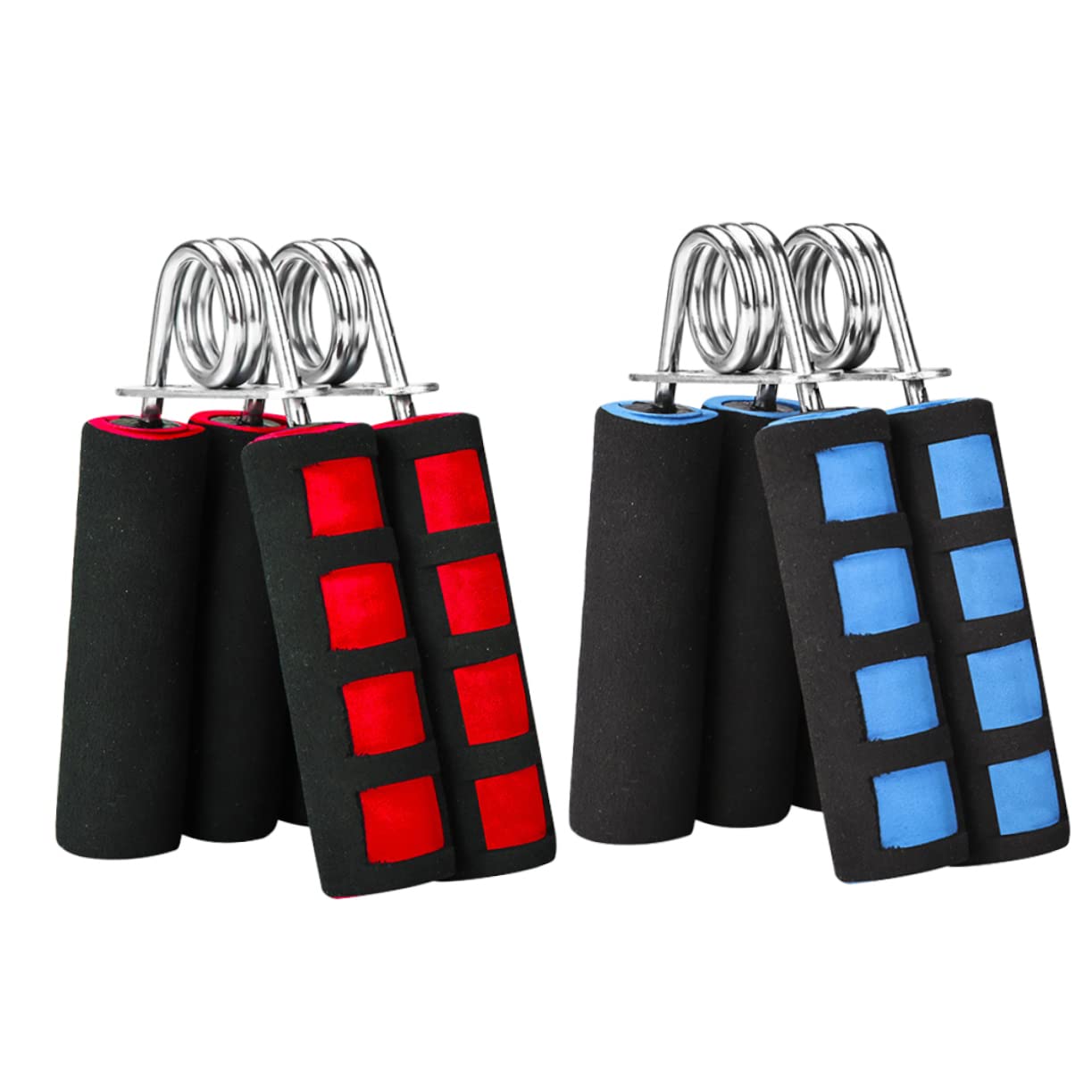 BESTYASH 4pcs Hand Grippers Strength Trainer for Wrist Finger and Forearm Development for Rehabilitation and Home Gym Use Comfortable Red Blue Handles