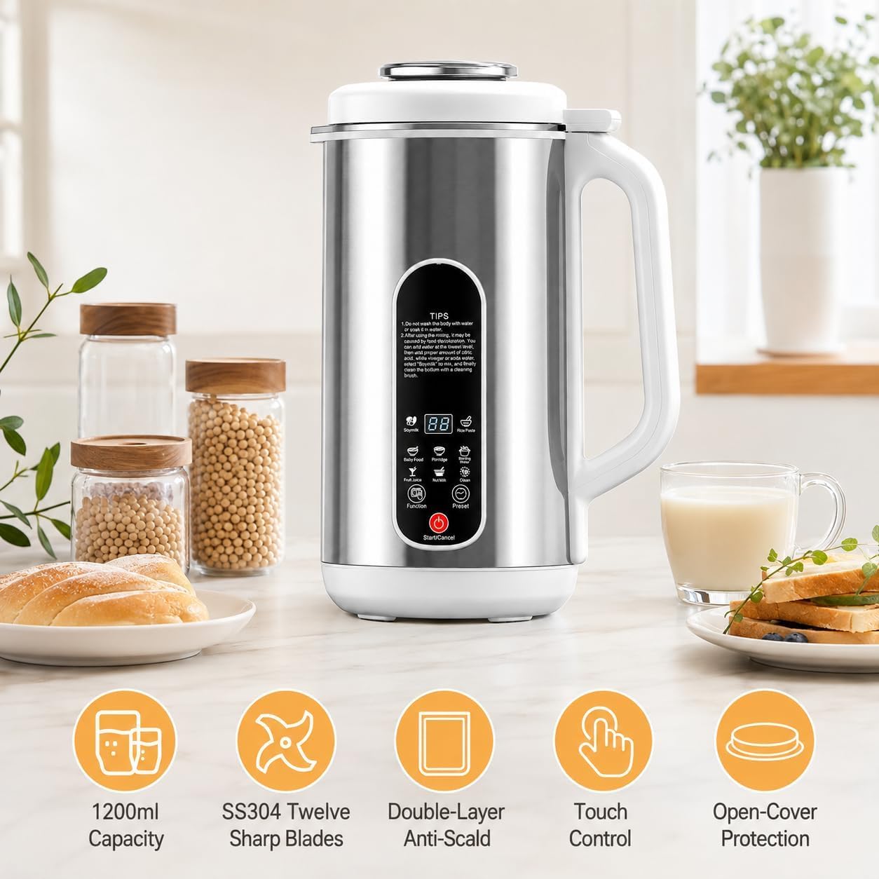 Macchina automatica per il latte di soia 1,2 l, macchina per il latte