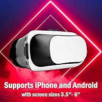 Vista 2 de VR Viewer for Mobile Games, Movies, and Augmented Reality for 3.5"-6" Android & iPhones Adjustable Straps and Lens Audio Ports (DGVR100BK)