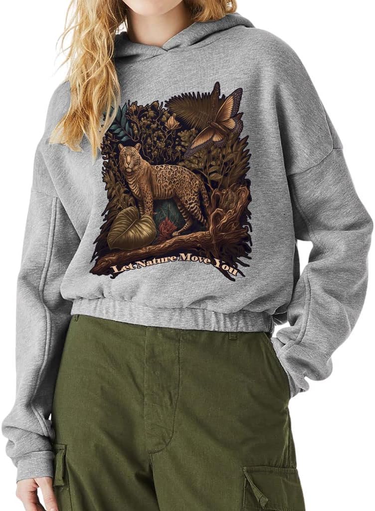 Cool Nature Cinched Bottom Hoodie - Animal Print Women’s Hoodie - Trendy Hooded Sweatshirt